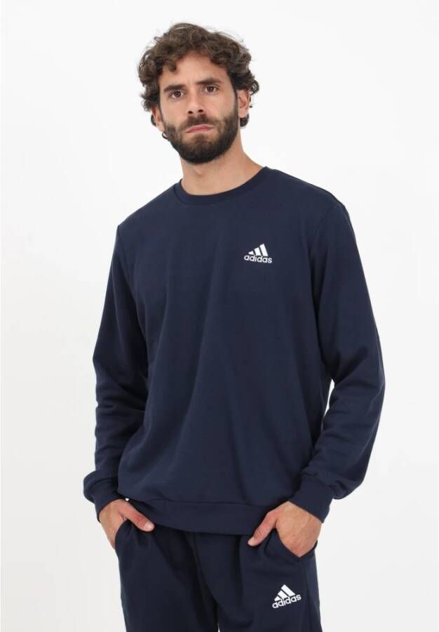 Adidas Feelcozy Blauwe Crew Neck Sweatshirt voor Heren Blauw Heren
