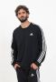 Adidas Essentials Fleece 3-Stripes Sweatshirt Black Heren - Thumbnail 4
