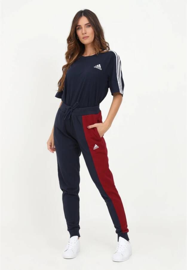 Adidas essentials colorblock joggingbroek blauw rood dames Kledingwinkel