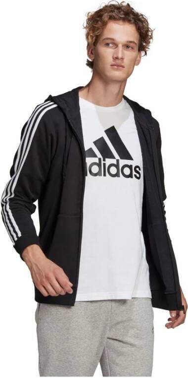 Adidas 3S Full Zip Hoodie Zwart Heren