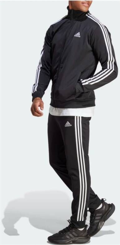 Adidas Zwarte Basic 3-Stripes Tricot Pak Zwart Heren