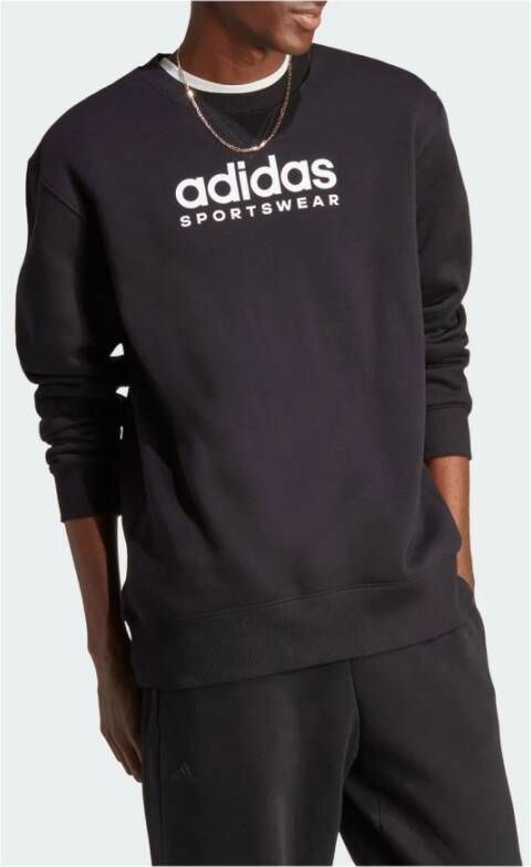 Adidas Zwarte Fleece Grafische Trui Zwart Heren