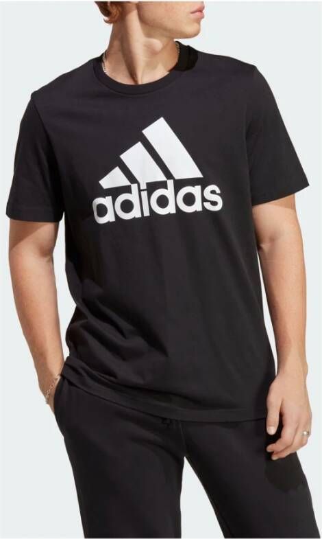 Adidas Zwarte T-shirts en Polos met Groot Logo Zwart Heren