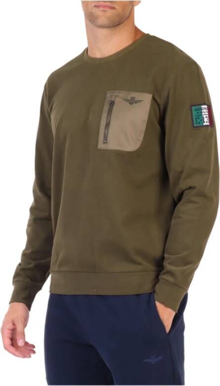 Aeronautica militare Comfortabele katoenen sweatshirt met contrastzak Green Heren