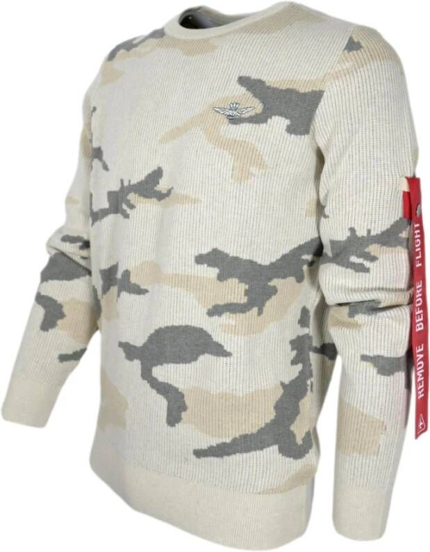 aeronautica militare Heren Trui met Camouflage Patroon Beige Heren