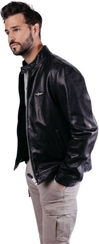 aeronautica militare Leren jas Zwart Heren