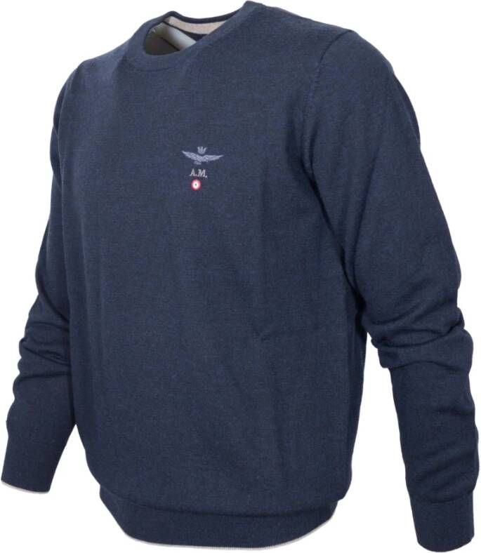 aeronautica militare Veelzijdige Casual Woltrui in Blauw Heren