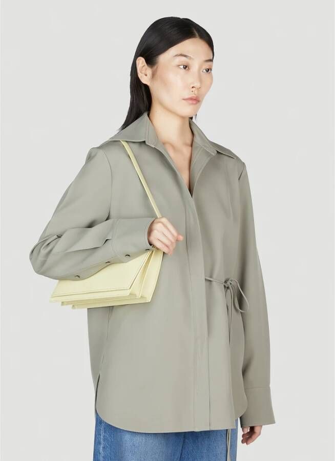 Aesther Ekme Leren Accordeon Schoudertas Geel Dames