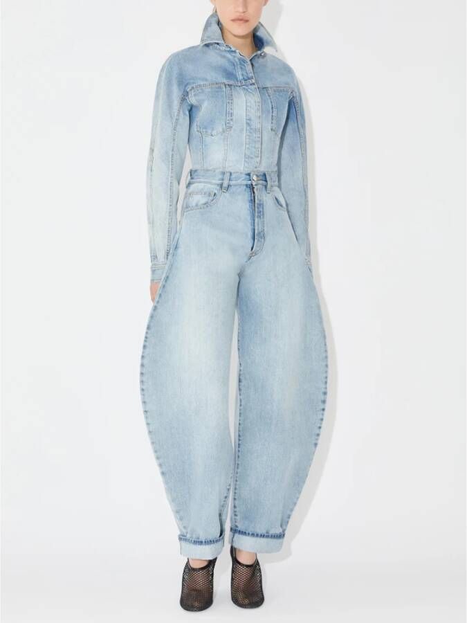 Alaïa Aansluitende Denim Jas met Stoned Wash Blue Dames