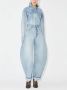 Alaïa Aansluitende Denim Jas met Stoned Wash Blue - Thumbnail 2