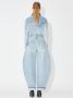 Alaïa Aansluitende Denim Jas met Stoned Wash Blue - Thumbnail 3