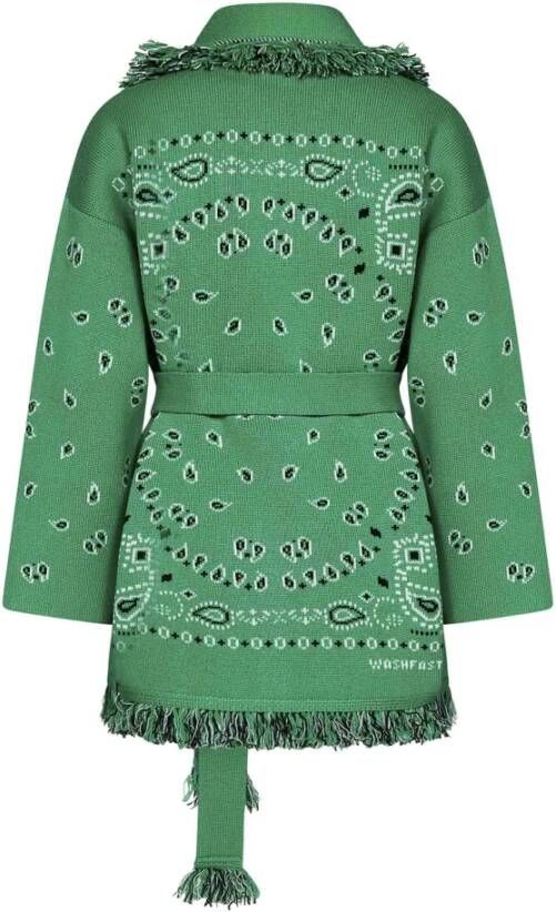 Alanui Bandana Jacquard Cardigan Sweaters Green Dames - Foto 8