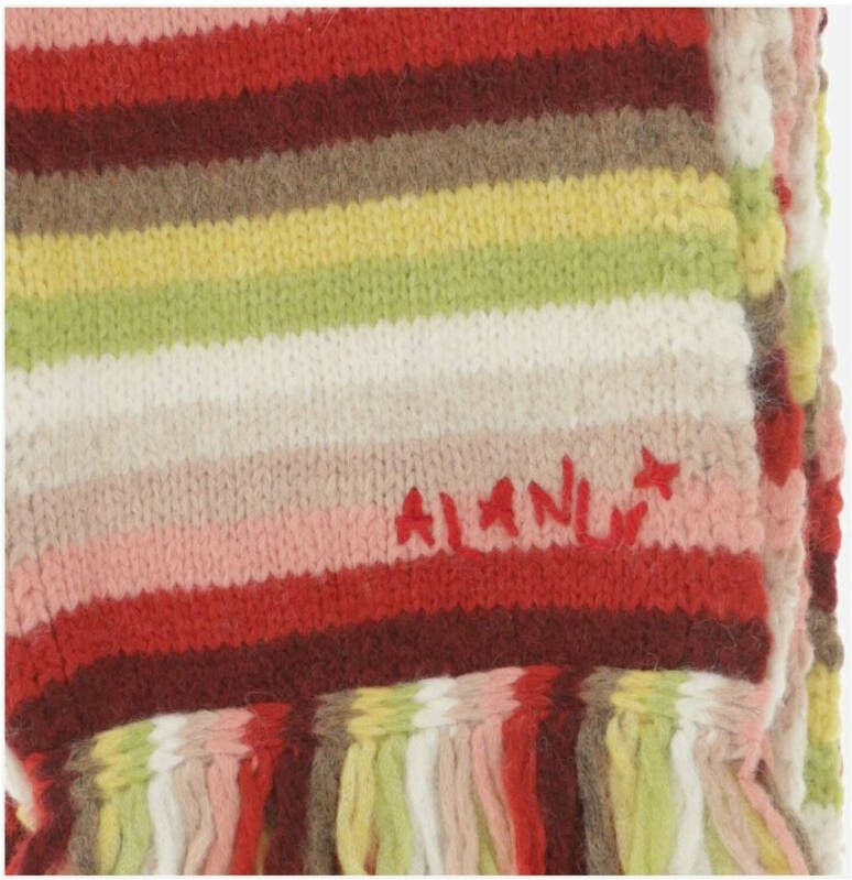 Alanui Sjaal gemaakt van alpaca blend multolor gestreepte ontwerp logo detail franjes randen multi gemaakt in Italië samenstelling: 68% alpaca 22% polyamide 10% wol Rood Dames