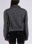 Alessandra Rich Cropped Herringbone Wool Tweed Bomber Gray Dames - Thumbnail 2