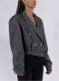 Alessandra Rich Cropped Herringbone Wool Tweed Bomber Gray Dames - Thumbnail 3