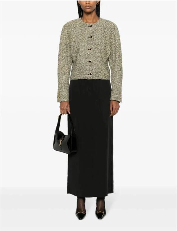 Alessandra Rich Geel Zwart Sequin Tweed Jas Gray Dames
