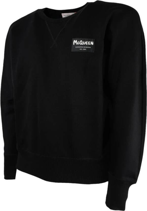 Alexander mcqueen Zwart en wit katoenmix sweatshirt Black Heren