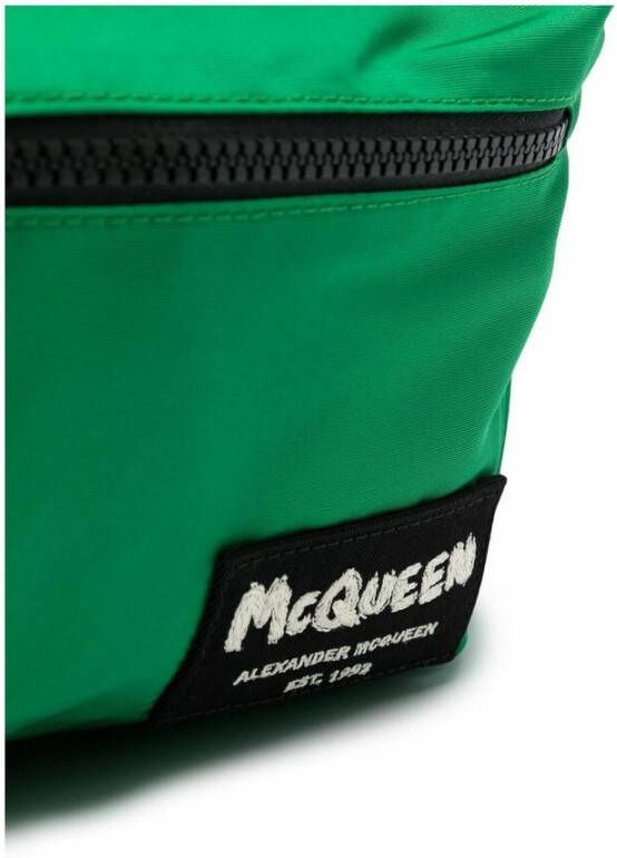 alexander mcqueen Groene rugzak met logo-patch en voorvak met rits Groen Heren