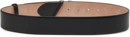alexander mcqueen Elegant Seal-Buckle Leren Riem Zwart Dames