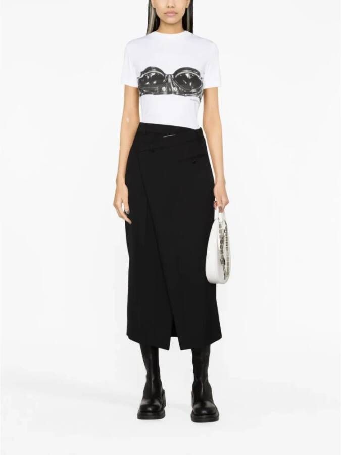 alexander mcqueen Biker Bra Print Crew Neck T-shirts en Polos Wit Dames