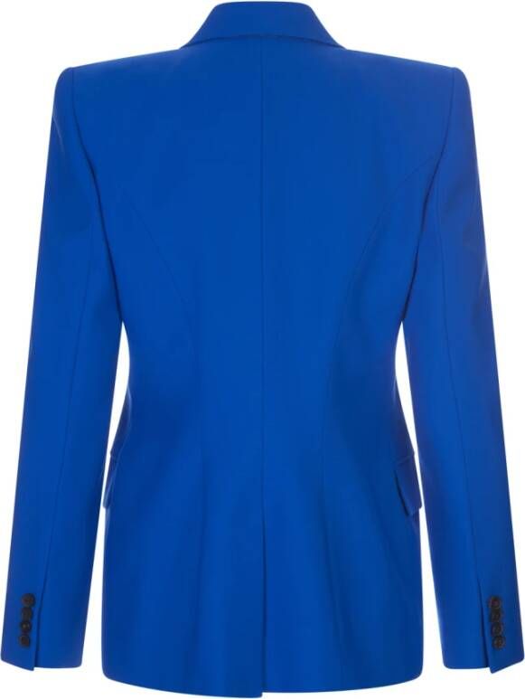 alexander mcqueen Galactisch Blauwe Dubbelrij Blazer van Wol Blauw Dames