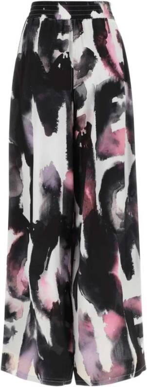 alexander mcqueen Luxe Zijden Wijde Broek Zwart Dames
