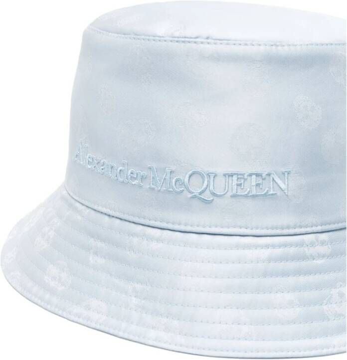 alexander mcqueen Blauwe Zijde Blend Bucket Hoed met Skull Motief Blauw Dames