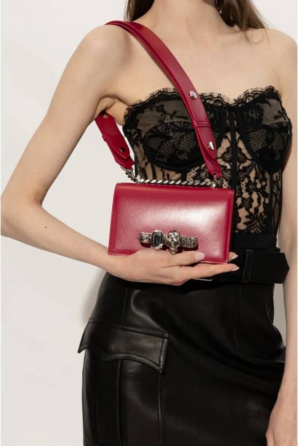 alexander mcqueen Jewelled Satchel Mini schoudertas Rood Dames