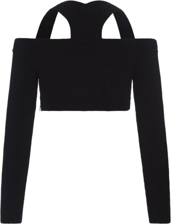 alexander mcqueen Stijlvolle Zwarte Crop Top met Uitsnijding Zwart Dames