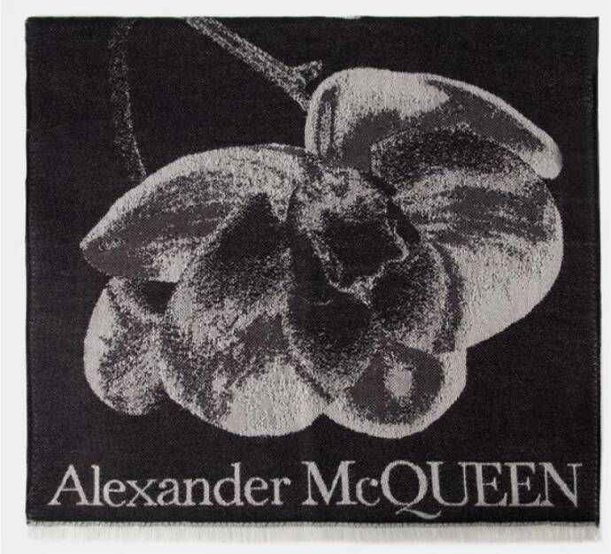 alexander mcqueen Orchidee Skull Sjaal Noir Zwart Dames
