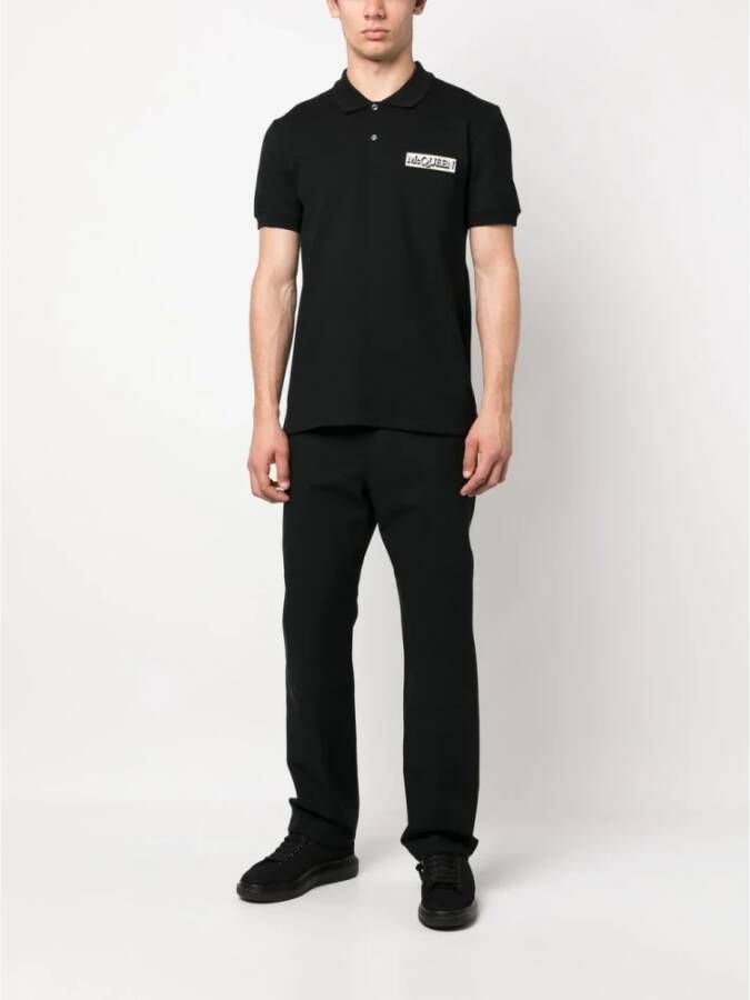 alexander mcqueen Zwart katoenen poloshirt met logopatch Zwart Heren