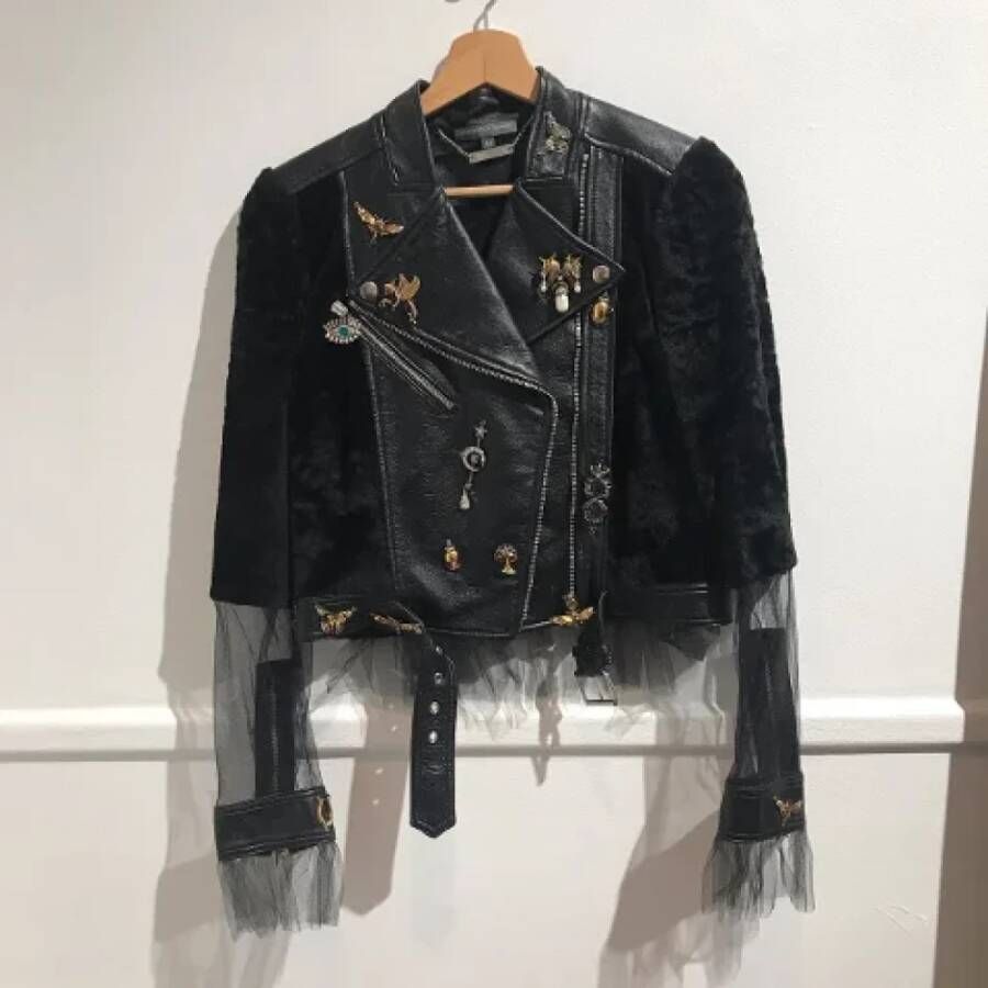 Alexander McQueen Pre-owned Leather outerwear Zwart Dames