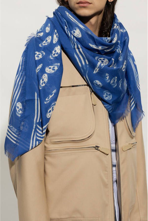 alexander mcqueen Sjaal met schedelmotief Blauw Heren