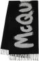 Alexander mcqueen Graffiti Wollen Sjaal Zwart Ivoor Black Dames - Thumbnail 2