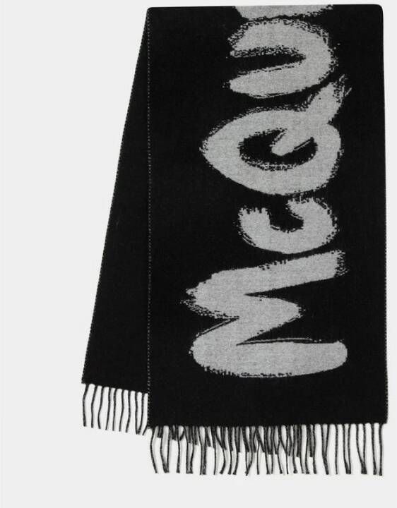 alexander mcqueen Graffiti Wollen Sjaal Zwart Ivoor Zwart Dames