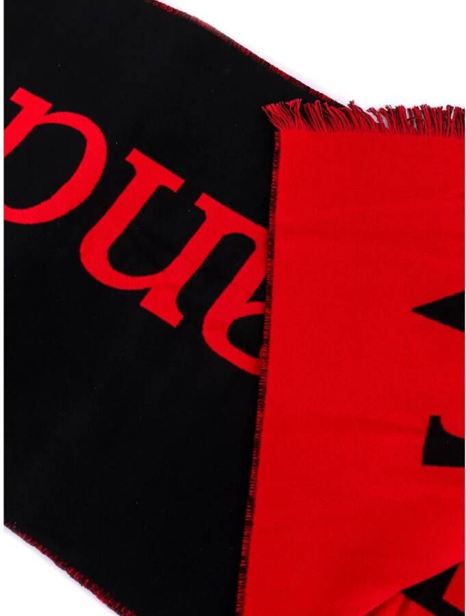 alexander mcqueen Zwarte katoenen sjaal met oversized logo Zwart Heren