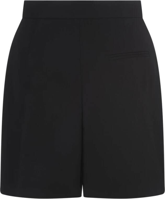alexander mcqueen Zwarte wollen shorts met hoge taille en zilverkleurige rits Zwart Dames