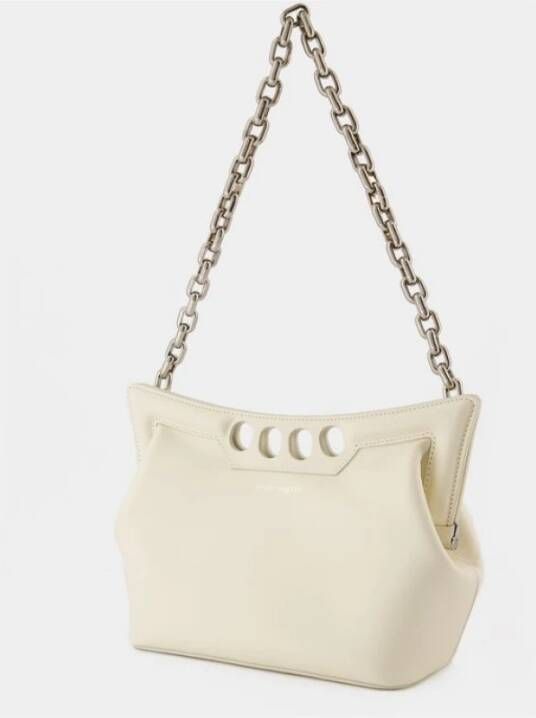 alexander mcqueen Kleine Peak Hobo Tas Leer Zacht Ivoor Beige Dames