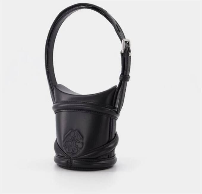 alexander mcqueen Zwarte Leren Curve Micro Tas Zwart Dames