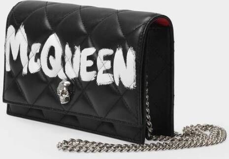 alexander mcqueen Gewatteerde Skull Mini Tas Zwart Ivoor Leer Zwart Dames