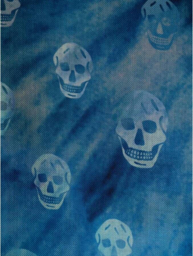 alexander mcqueen Blauwe Sjaal met Skull Print Blauw Dames