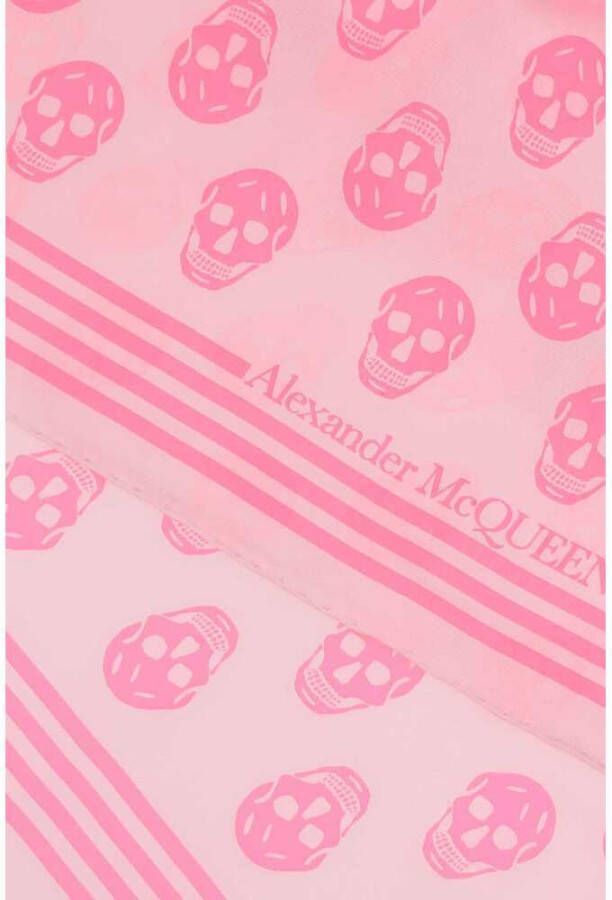 alexander mcqueen Luxe Bedrukte Zijden Foulard Roze Dames