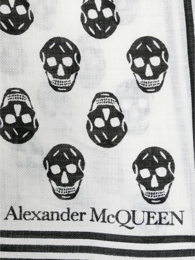 alexander mcqueen Luxe Sjaal met Skull-Print Wit Dames