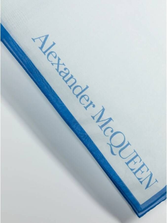 alexander mcqueen Wit Zijden Sjaal met Blauw Gradiënt Effect Wit Dames