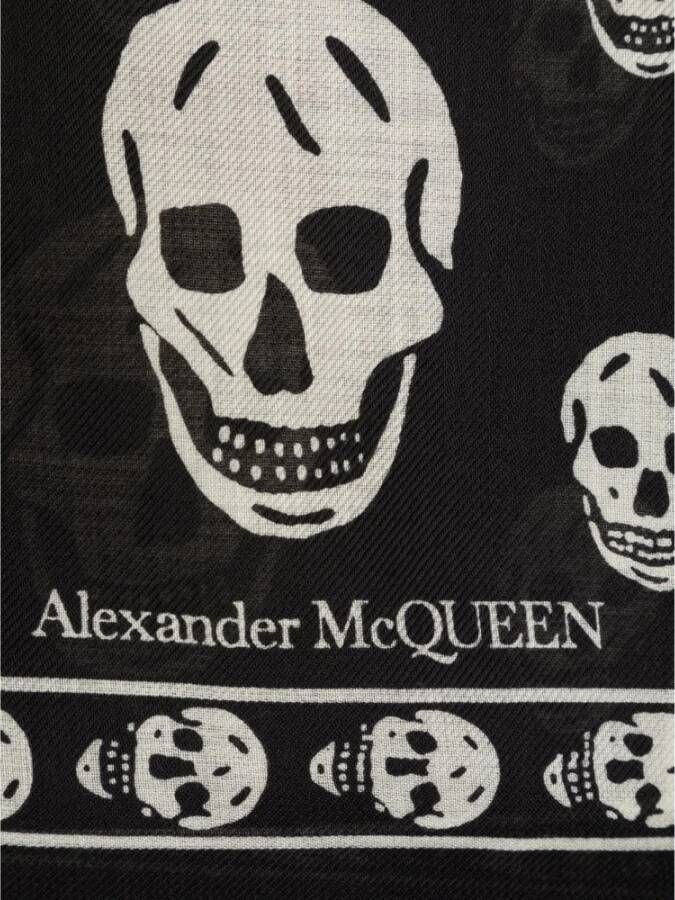 alexander mcqueen Zwart Skull-print Wollen Sjaal Zwart Dames