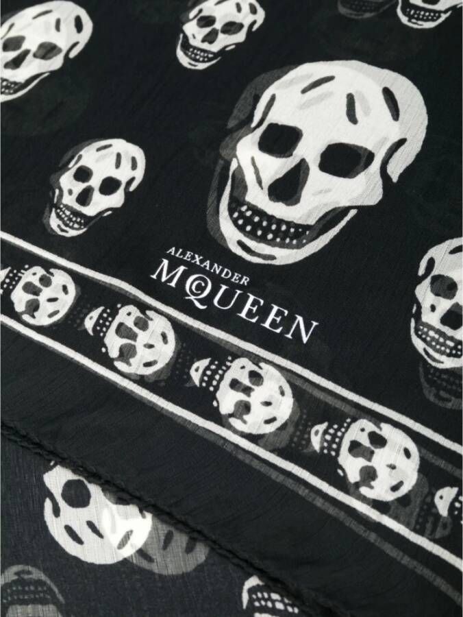 alexander mcqueen Zwart gotisch zijden sjaal met schedel motief Zwart Heren