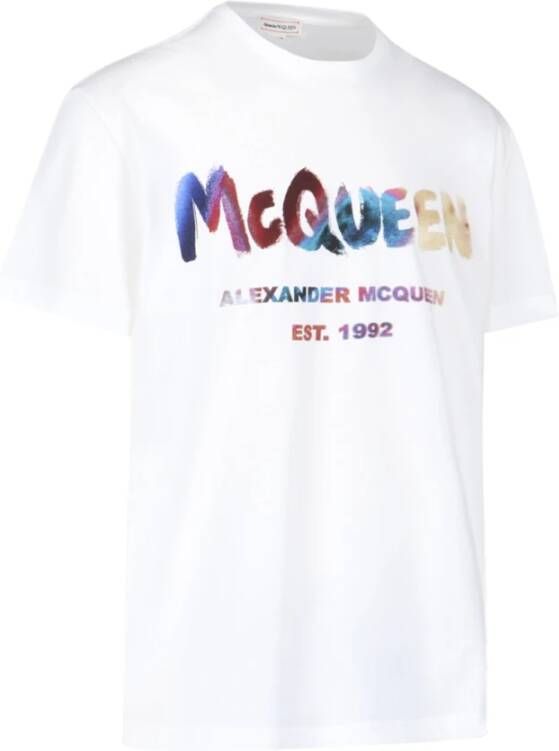 alexander mcqueen Opvallend Logo Katoenen T-shirt Wit Heren