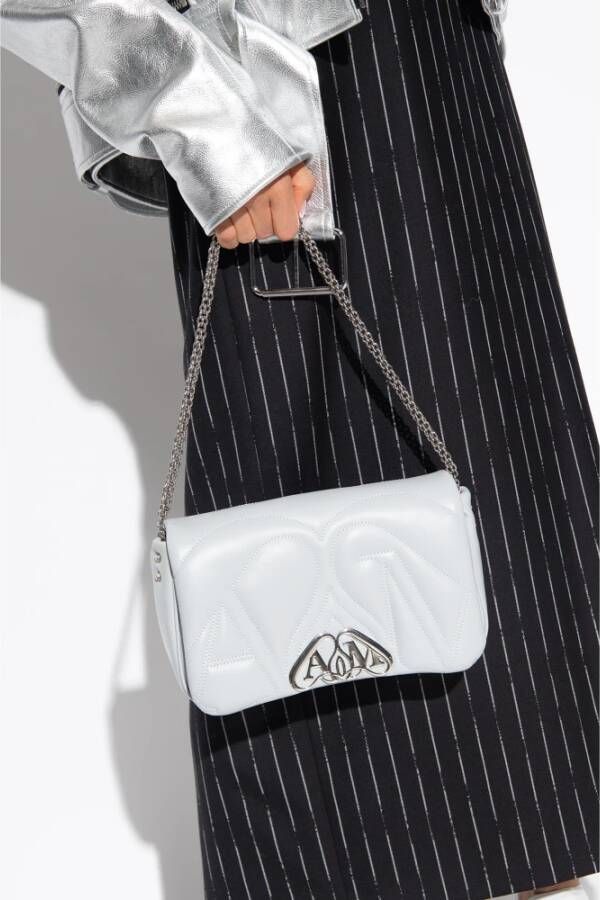 alexander mcqueen The Seal gewatteerde schoudertas Grijs Dames