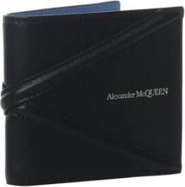 alexander mcqueen Stijlvolle leren portemonnee met ton-sur-ton harnasdetail Zwart Heren
