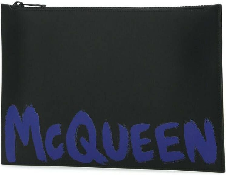 alexander mcqueen Stijlvolle Leren Portemonnee Kaarthouders Zwart Heren